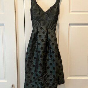 Eliza J Fit & Flare Dress Size12 Green Pleated Polka Dot Knee Length Sleeveless